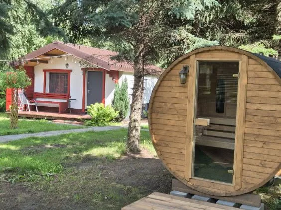 Barrel sauna in the garden