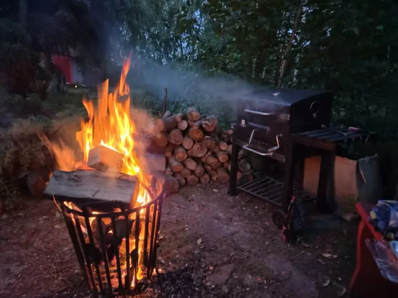 Grill and firepit area in the garden