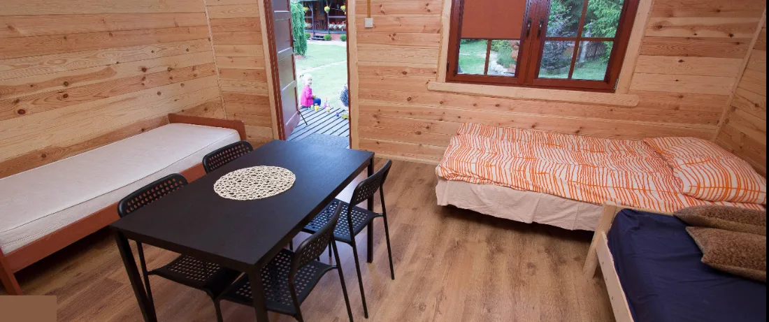 Room inside a wooden cottage